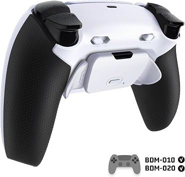 eXtremeRate RISE Plus MAX Back Paddles Kit with Clicky Trigger Stops & Rubberized Grip for PS5 Controller BDM-010 020, White Remappable Back Buttons Kit for PS5 Controller - White Black -NO Controller