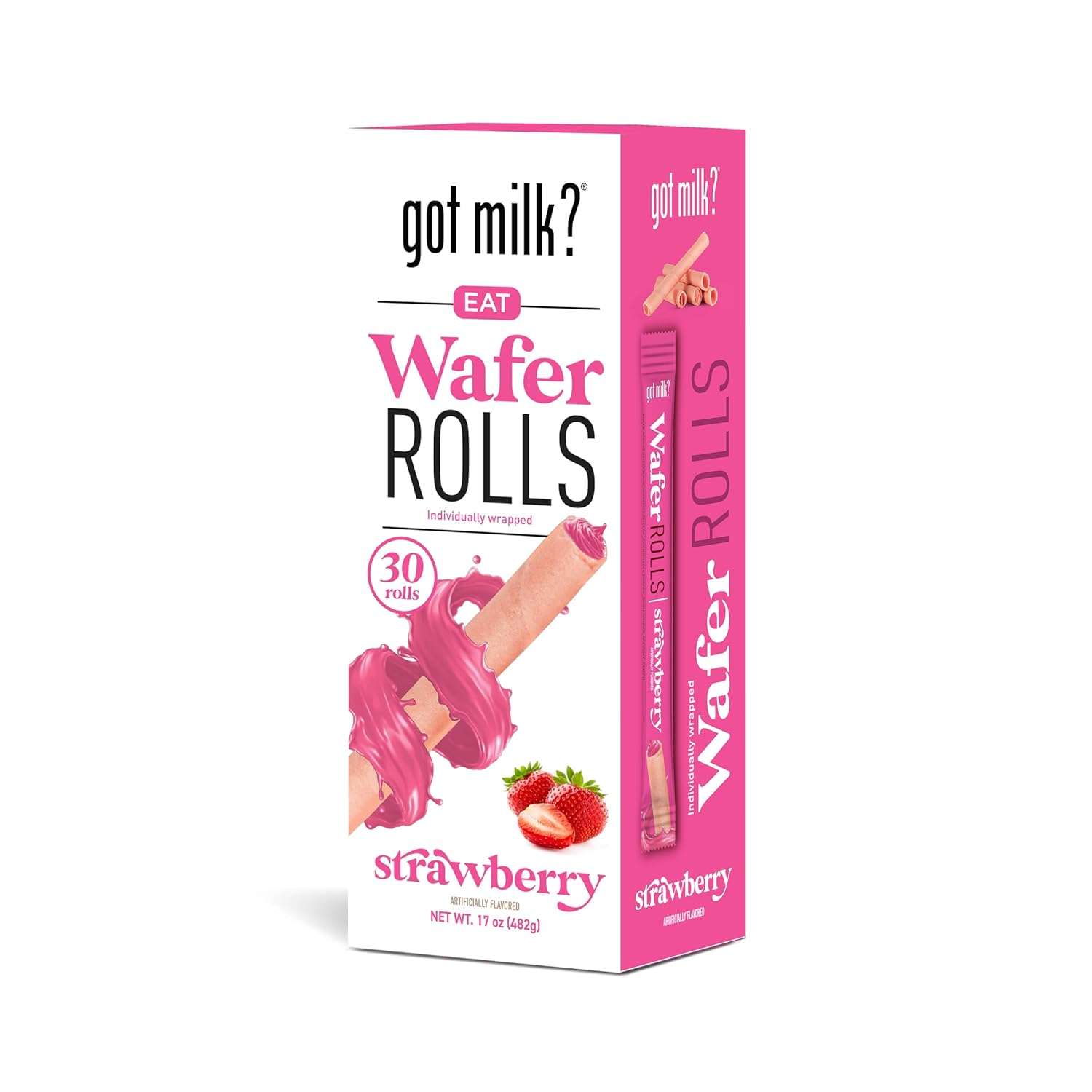 got milk? Wafer Rolls, Hazelnut, 17-ounce Box with 30 Rolls, Individually Wrapped Rolled Wafer Spirals with Filling, Hazelnut Wafer Cookies for Dessert or Snack, Retail Pack (Pack of 4)