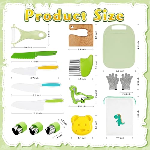 Miniatura 5 de Juego de cuchillos para niños para cocina real, 15 piezas, herramientas de cocina Montessori, juego de cuchillos de cocina para niños con cuchillo