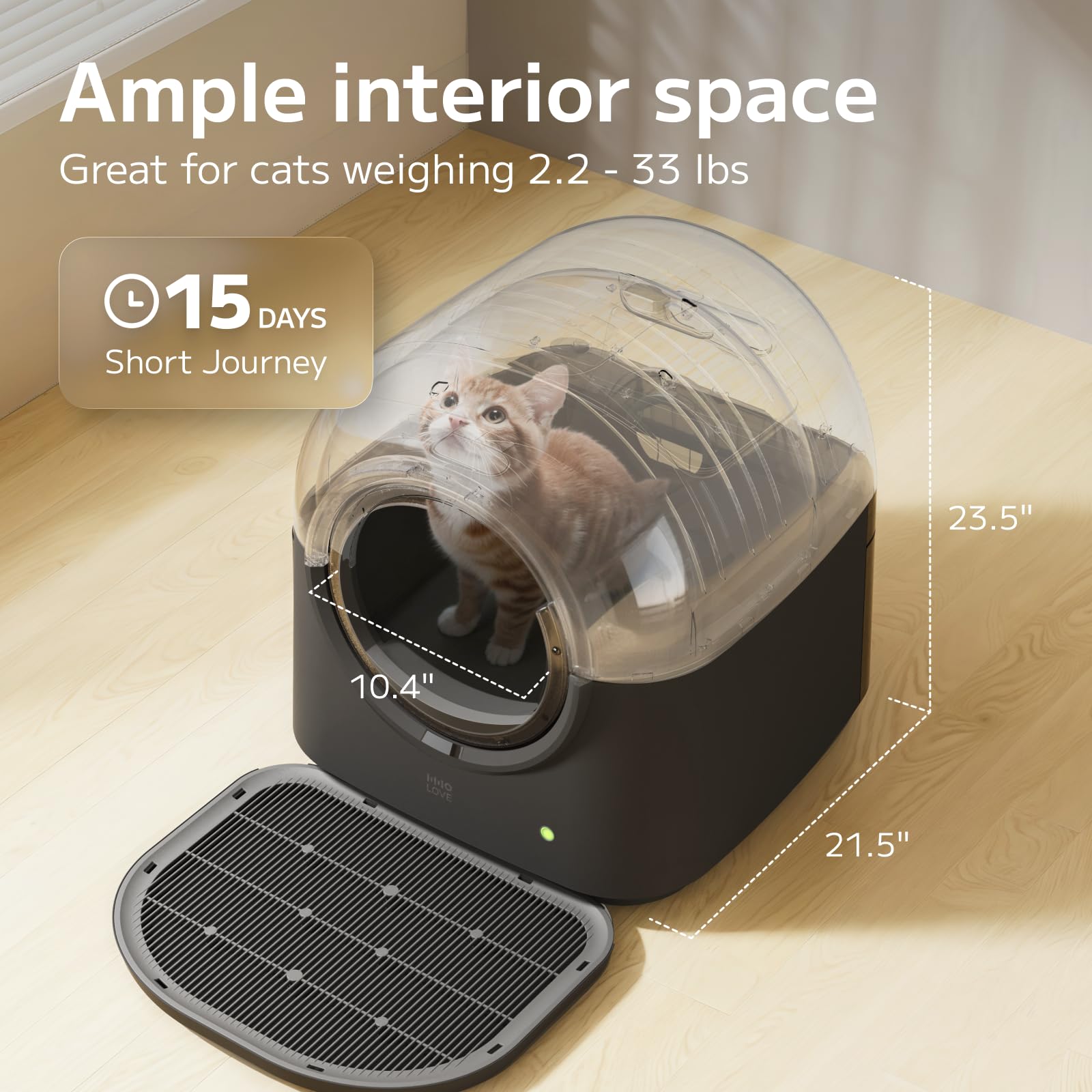 ABRCT Katzenklo Selbstreinigend Katzentoilette L1-PRO, Automatisches Katzenklo Elektrisches, APP-Steuerung, Selbstreinigendes Katzenklo für 2 Katzen Mehrere Katzen, Dunkelgrau