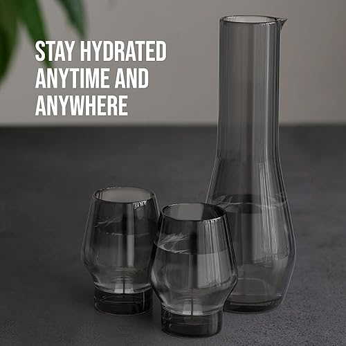 Miniatura 5 de American Atelier Juego de agua de 3 piezas jarra y 2 vasos jarra de agua boquilla fácil de verter para uso sin desorden en la oficina, cocina jarra