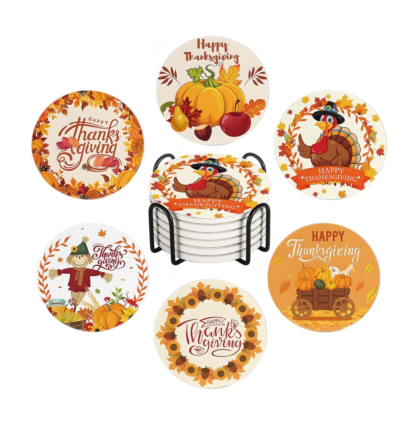 Drink Coasters - Water Lilies & Black Cat Set -8