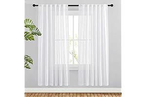 Country Linen Sheer Curtains | 72 Inches | White Voile Drapes