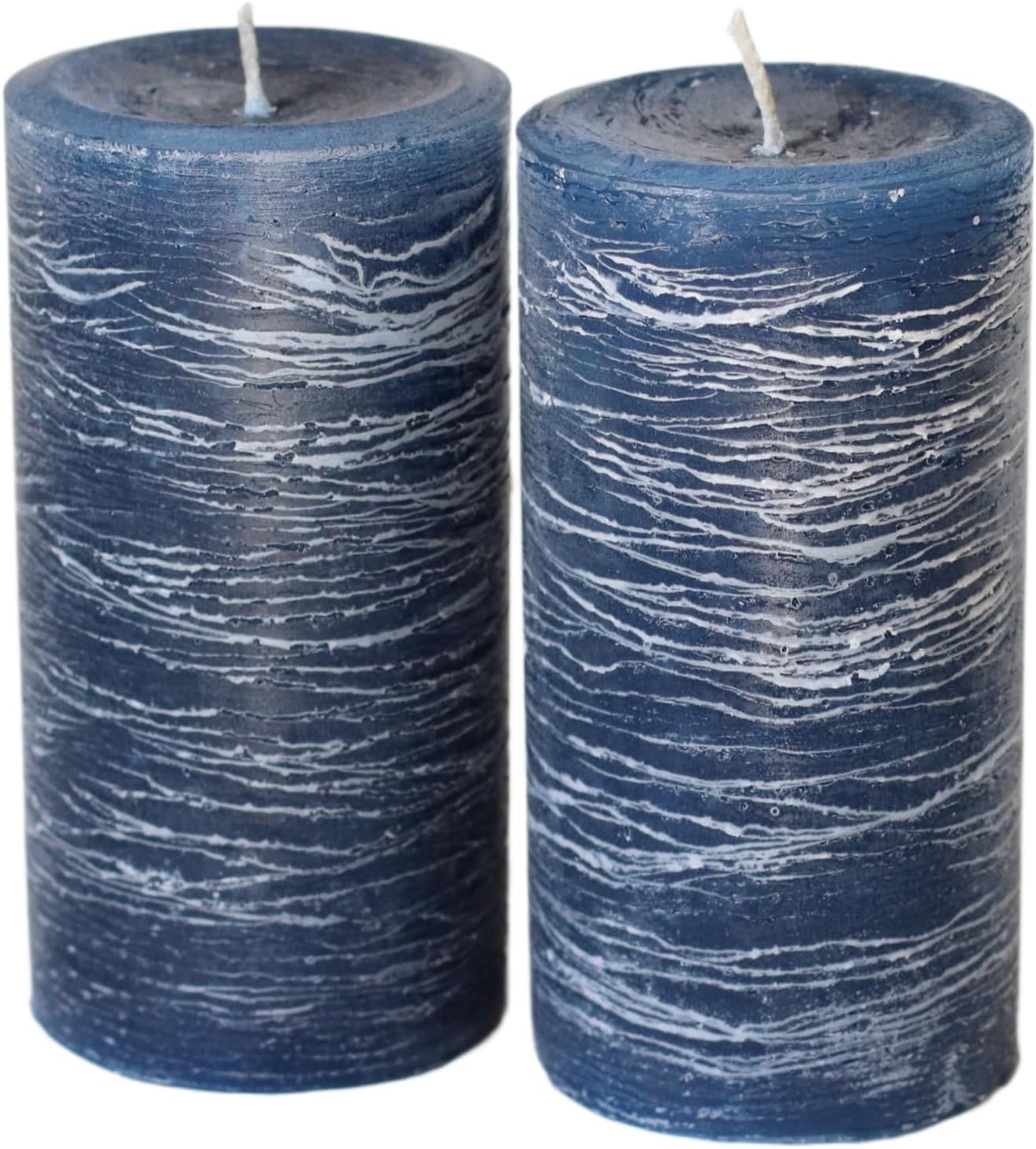 Navy Blue by Modern Candle Design Nordic Rustic Pillar Candle Handmade Unscented (Tranquil Blue, 4 x 4)