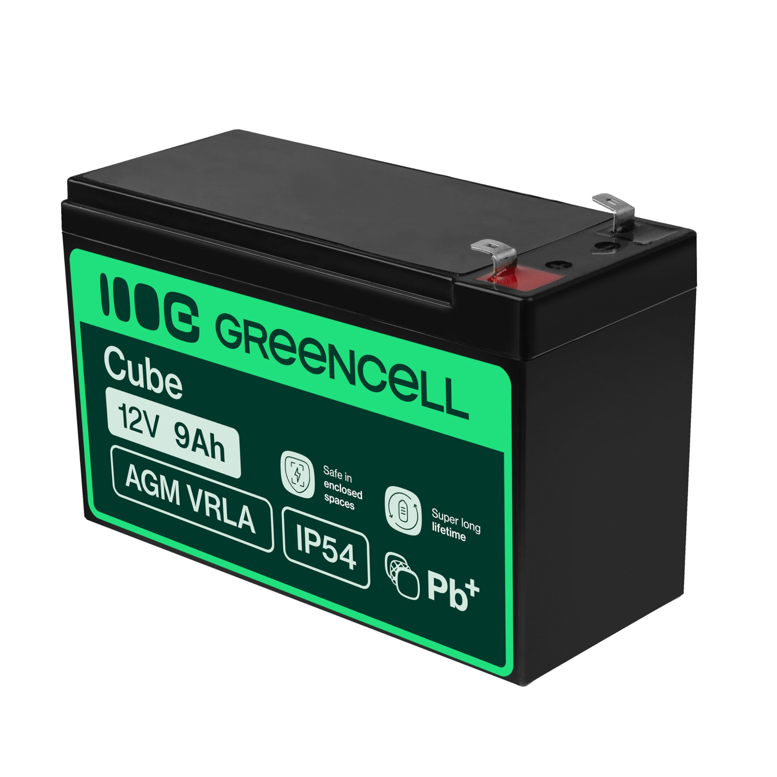 Green Cell Batteria AGM 12V 9Ah ricaricabile sigillata VRLA | Per UPS, allarmi, giocattoli elettrici, impianti solari, scooter, backup e uso ciclico senza manutenzione