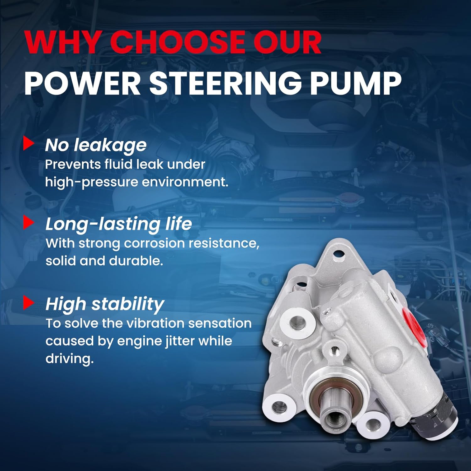 MOCA Power Steering Pump Fits 2007-2012 for Jeep Liberty 3.7L & 2007-2011 for Dodge Nitro 3.7L 226Cu. In. V6 GAS SOHC Naturally Aspirated w/o Reservoir, w/o Pulley