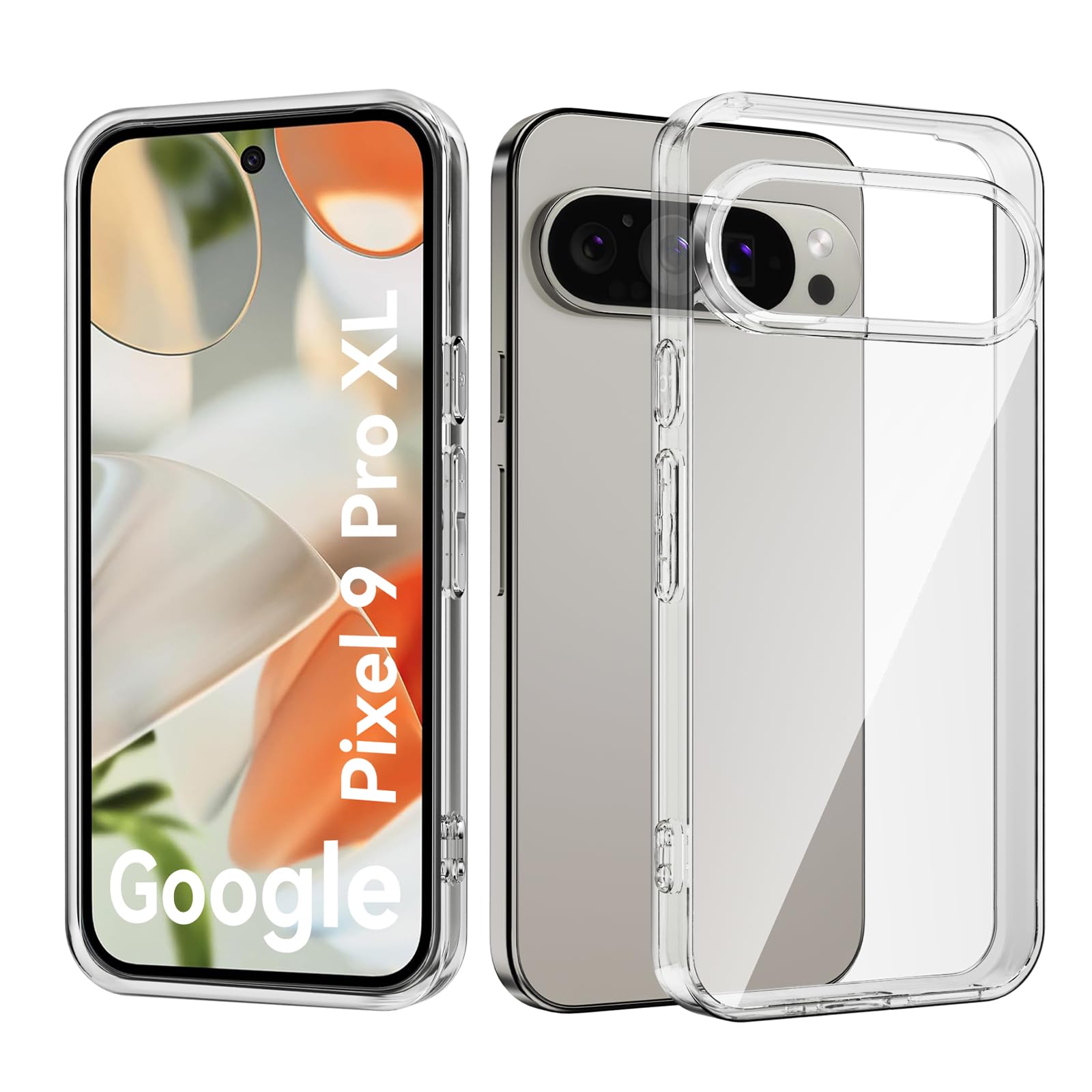 Compatible for Google Pixel 9 Pro XL Case Cover Premium Flexible TPU Case Ultra Slim Crystal Clear Shock-Absorption Anti-scratching Slide-Proof Thickened Clear