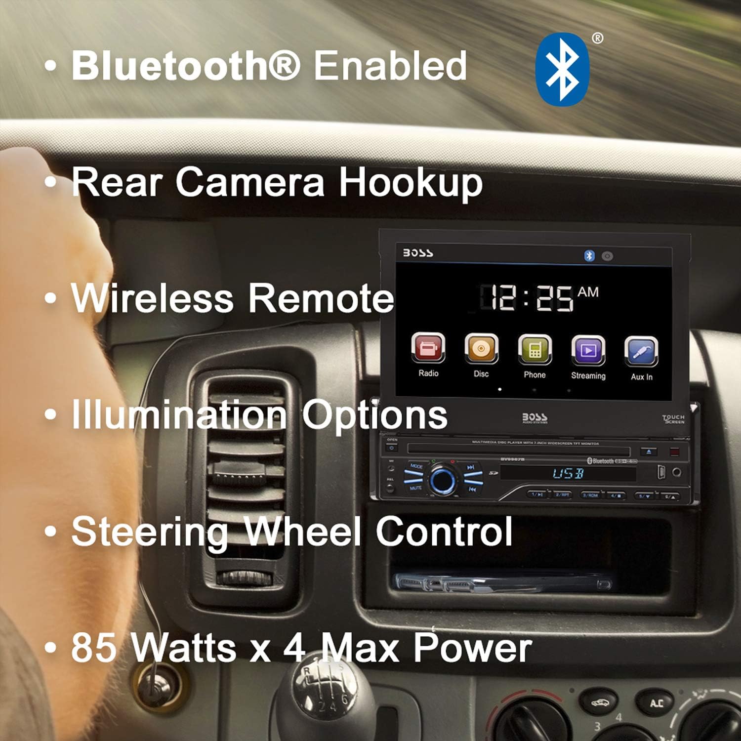 BOSS Audio Systems BV9967B Single Din, Touchscreen, Bluetooth, DVD CD MP3 USB SD AM FM Car Stereo, 7 Inch Digital LCD Monitor, Detachable Front Panel, Wireless Remote