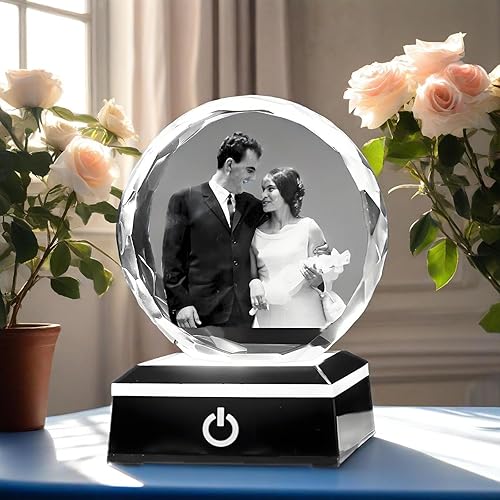 Miniatura 7 de KSHS Regalos personalizados para mujeres, esposa, hombres, ella, él. Grandes manualidades de cristal personalizadas con tu propia foto, marco