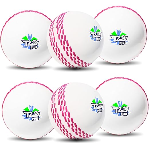 jaspo Synthetic T-20 Plus Practice Cricket Ball/Wind Balls (125-130 Gms) For - Indoor&Outdoor Street&Beach Cricket (Pack Of 6) (White)