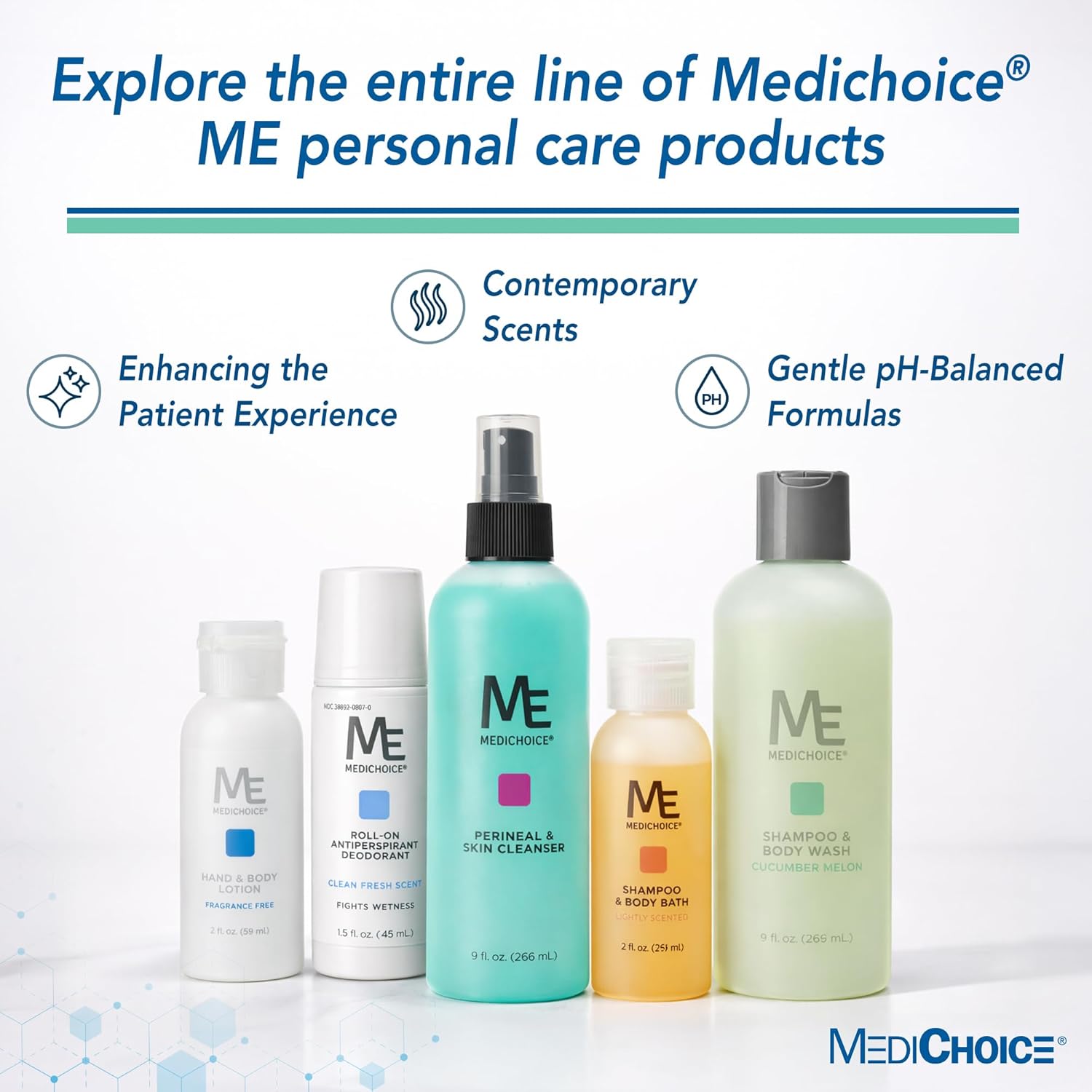MediChoice Baby Shampoo and Bath Gel - Tear Free Fresh Scent Quick Rinse Bulk Travel Size 2 oz. PC8122 Case 144