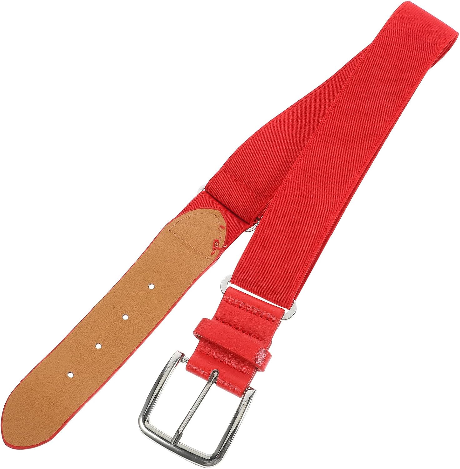 Beavorty Baseball Belt Elastic Adjustable Softball Belt Red Stretch Faux Leather Waistband Unisex Sports for Adults and Students