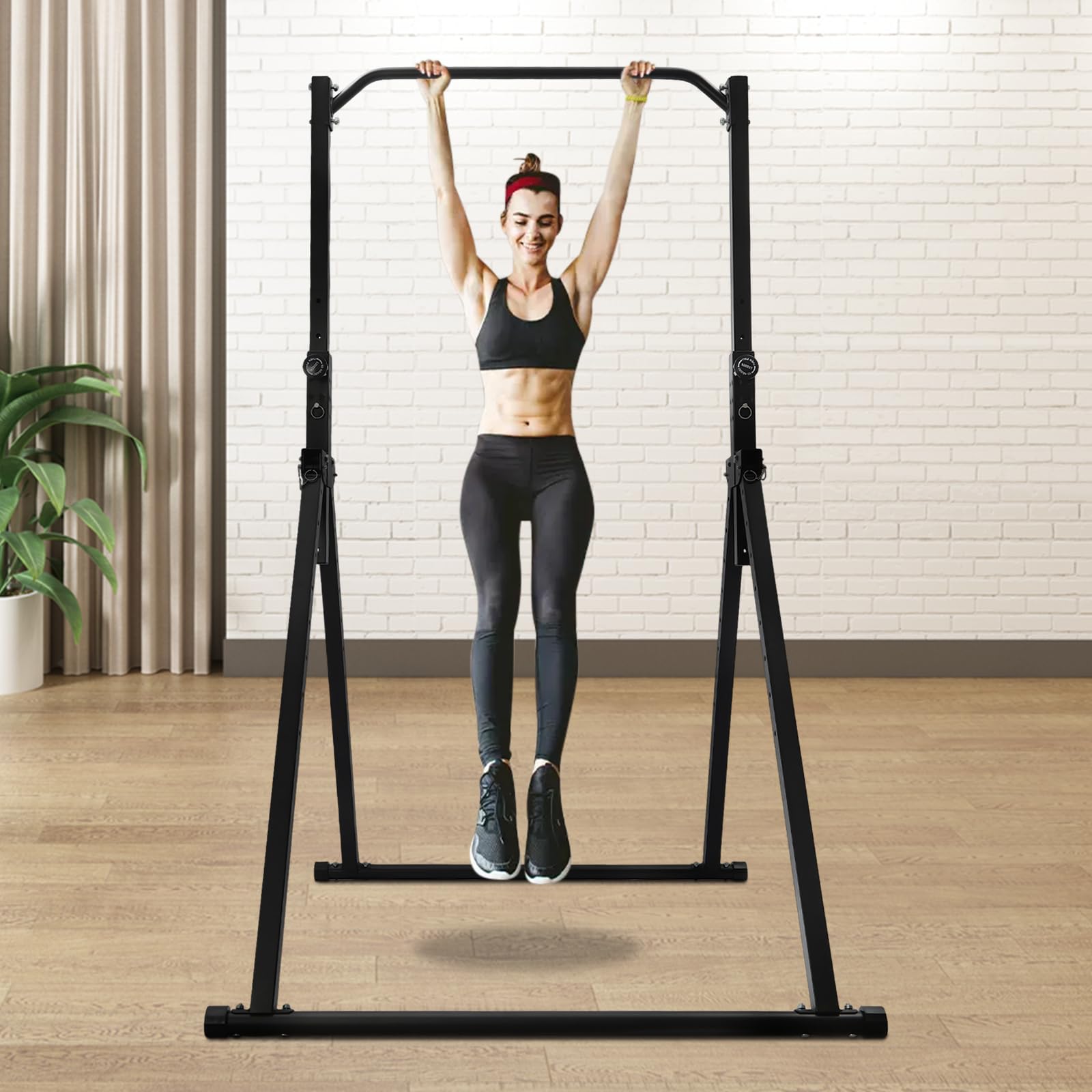 Asta orizzontale regolabile Height Home Pull Up Bar Triangular Station regolabile, autoportante, per palestra a casa, asta triangolare per trazioni per allenamento di forza