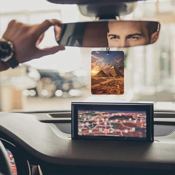 Car Air Freshener Egyptian Pyramids Hanging Aromatherapy Tablets for Men Women 3 Pcs Square