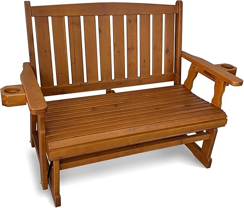 Miniatura 10 de Fortune Candy Planeador de madera para patio para una persona, con respaldo alto y asiento contorneado profundo, madera de abeto maciza, resistente