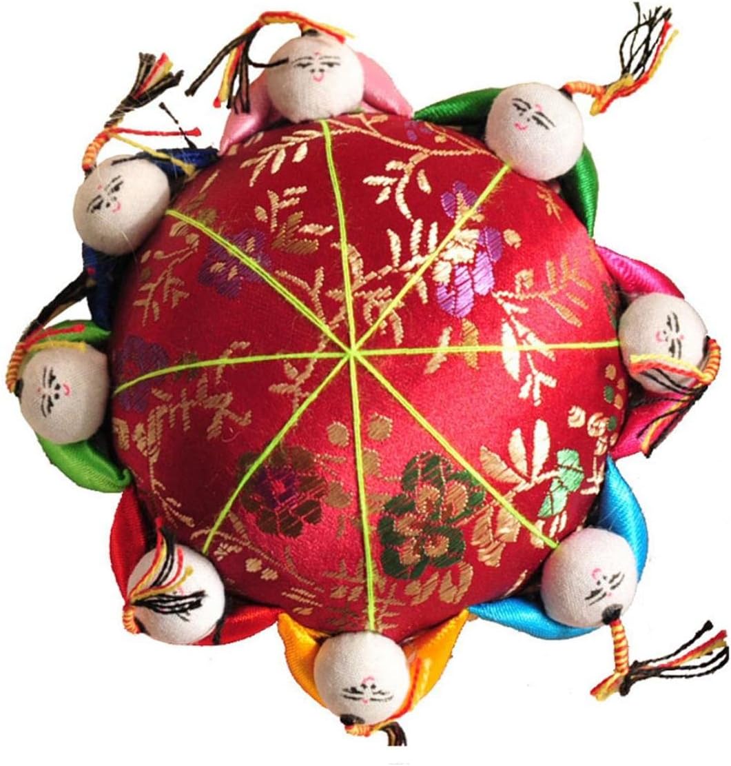 Nadelkissen Oriental Magenta Mit 10 Kindern-Motiv – Süßes Nadelpad Für Näherinnen & Quilterinnen
