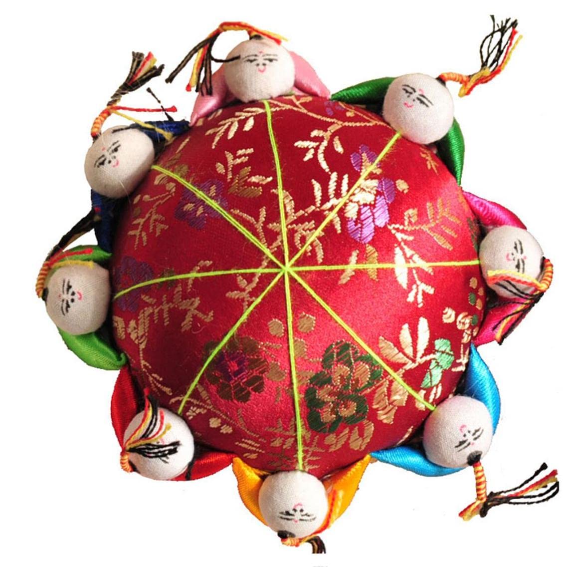 Ericetion Red Oriental Needle Pin Cushion With 8 Kids Sewing Storage Pins Pillow Needle Pincushions For Diy Crafts Needlework Sewing Gift