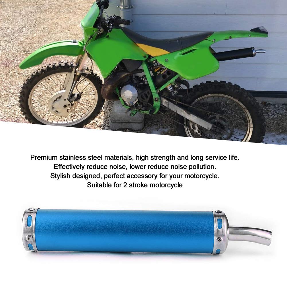 2-Takt Auspuffschalldämpfer Edelstahl Universal, 20 mm Krümmer Rohr Motorrad Endschalldämpfer Zubehör, Geeignet für Moped Roller Motocross (Blau)