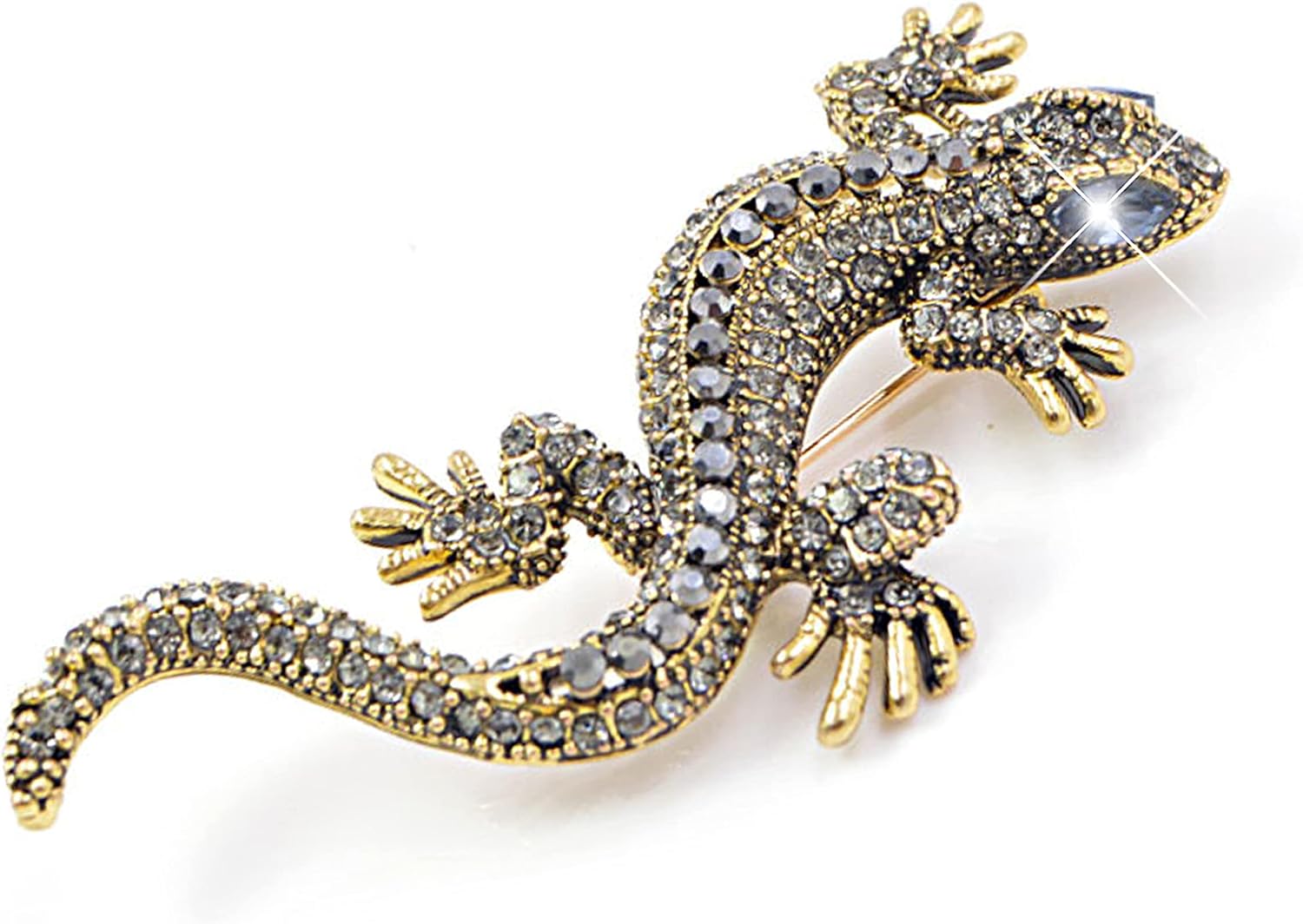 Retro Lizard Gecko Spider Animal Brooch Lapel Pin Dainty Rhinestone Crystal Brooch Costume Jewelry Accessories for Scarf Corsage image 4