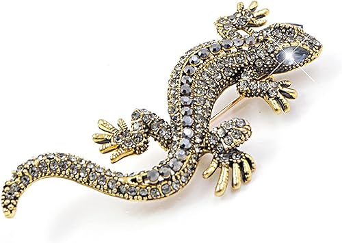Miniatura 4 de Broche retro de lagarto Gecko Spider Animal Pin de solapa delicado broche de cristal de diamantes de imitación accesorios de joyería para bufanda