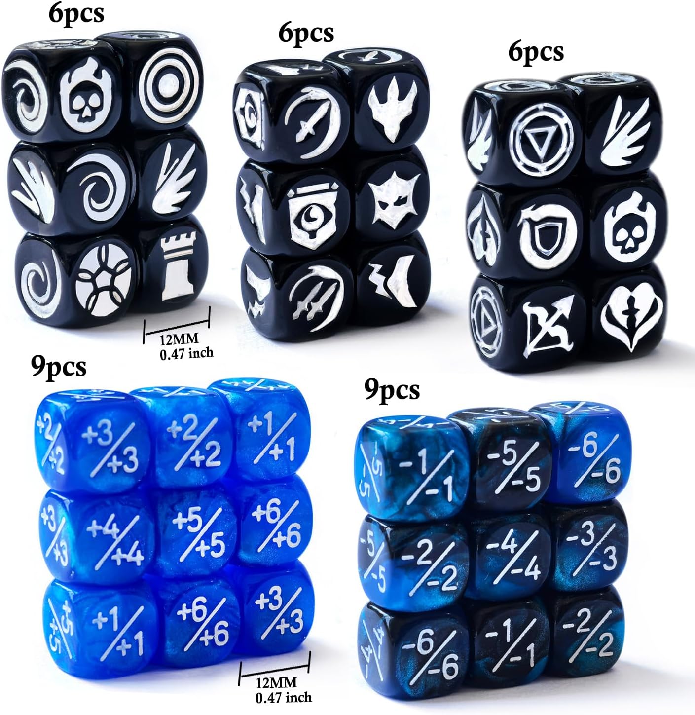 36pcs 12MM Abilities Keywords Counter Dice MTG Dice 1/+1 Counters Bulk Creature Stats Buff Tokens Dice Set (Multicolors) image 3