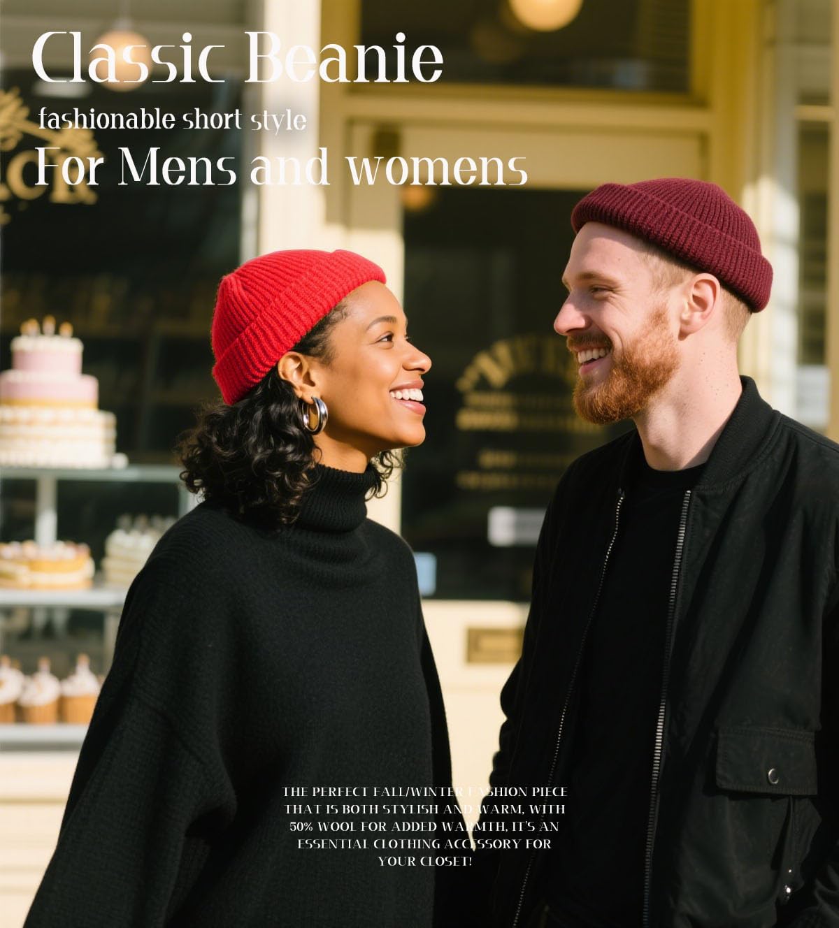 Wool Fisherman Beanies for Men Women, Short Knit Fall Winter Warm Beanie, Watch Cap, Cuffed Trawler Hats, Skull Caps - Image 3