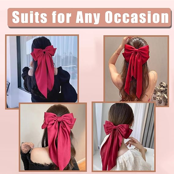 10 PCS Hair Bow,Big Bows for Girls and Womens,Hair Bow for Womens,Hair Ribbons,Large Hair Bow for Women,Bows for Women,Oversized Long-tail Cute Aesthetic Hair Accessories(Red Series)