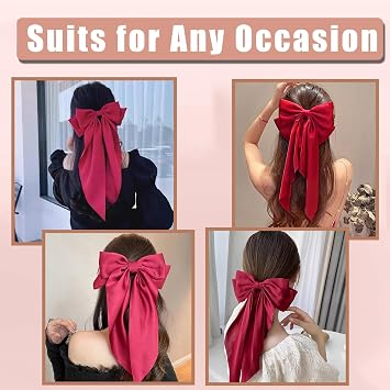 10 PCS Hair Bow,Big Bows for Girls and Womens,Hair Bow for Womens,Hair Ribbons,Large Hair Bow for Women,Bows for Women,Oversized Long-tail Cute Aesthetic Hair Accessories(Red Series)