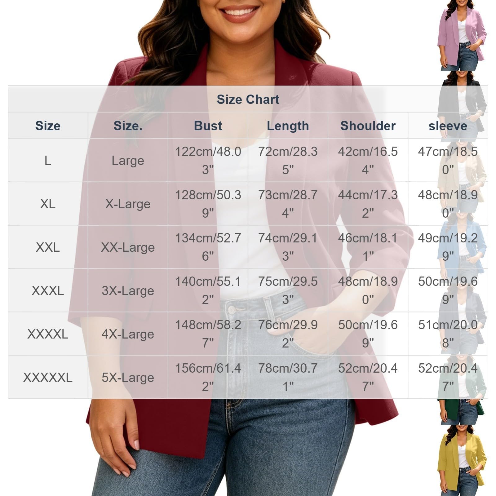 Große Größen Blazer Damen Blazer Arbeit Büro Leicht Elegant Jacke Lässiger