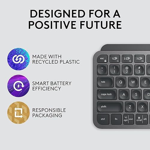 Miniatura 6 de Logitech MX Keys Mini - Teclado minimalista, iluminado, inalámbrico, compacto, con Bluetooth, retroiluminación, USB-C, compatible con Apple macOS