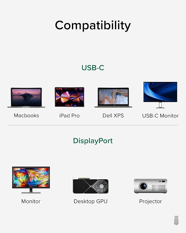 Plugable USB C to DisplayPort Bi Directional Cable 6 feet (1.8m), Up to 4K at 60Hz, USB C DisplayPort Cable - Compatible with Thunderbolt and USB-C - Driverless by Plugable - Image 4