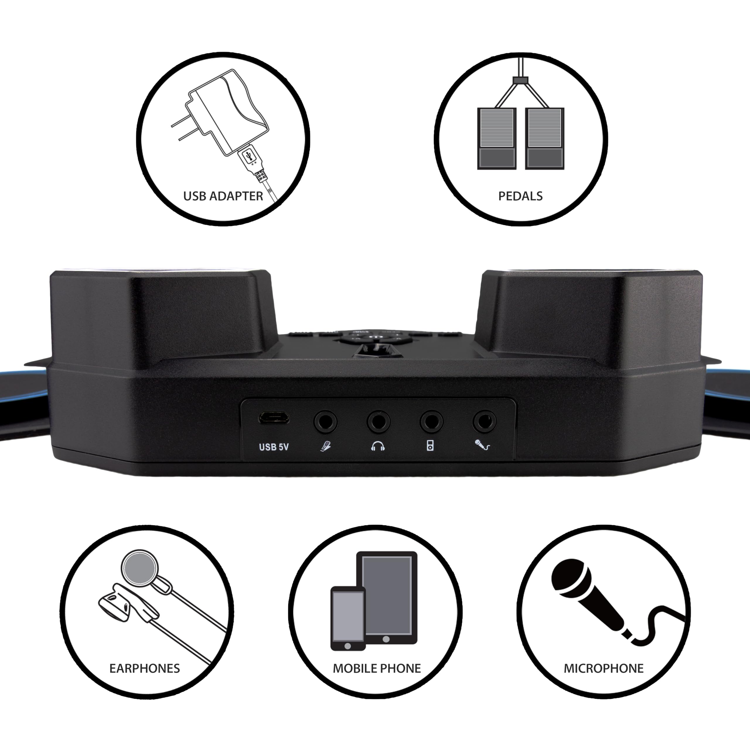 RockJam Batteria elettrica ricaricabile arrotolabile con Bluetooth, Midi, USB e bacchette