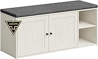 SONGMICS Entryway Shoe Storage Bench - Toolless Assembly, Adjustable Shelves, 300 lb Capacity, Rustic White/Slate Gray 40.2"