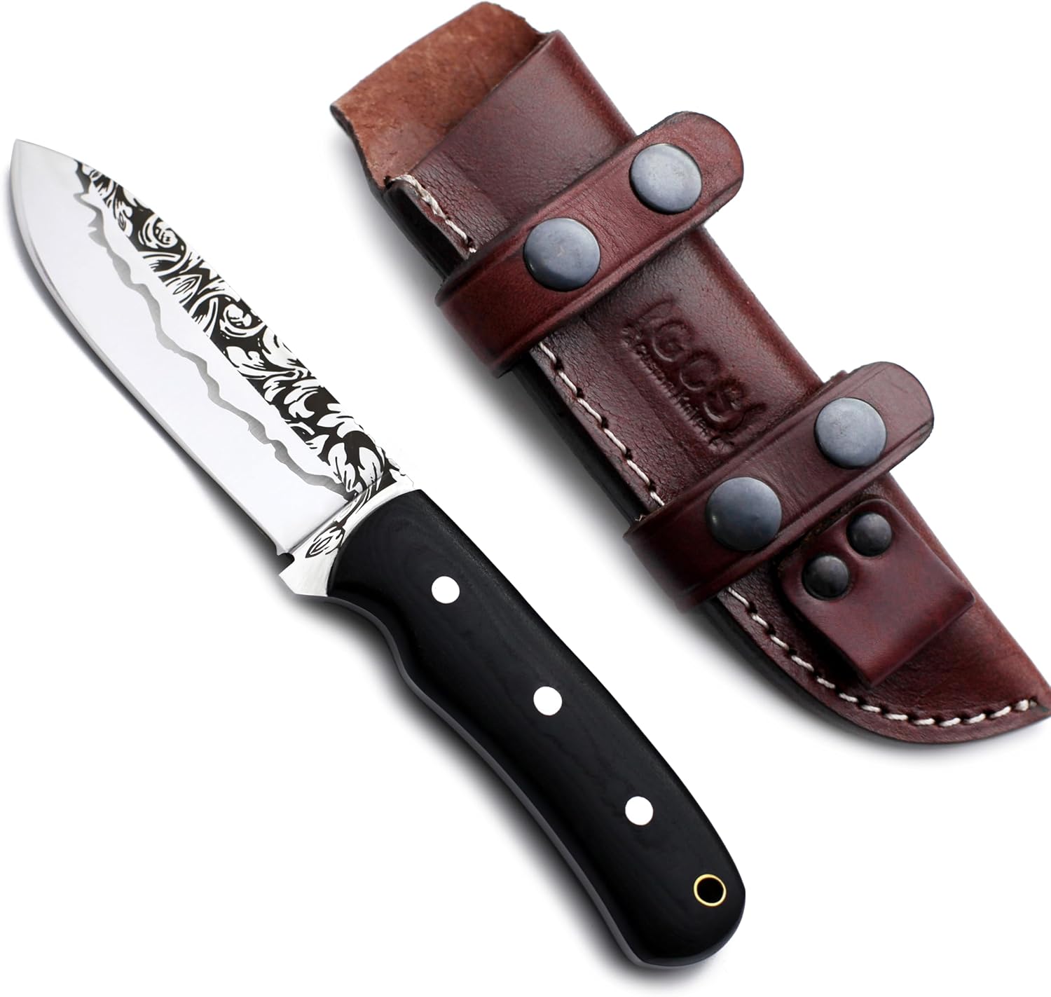 GCS Handmade D2 steel Hunting Knife G10 Full Tang Handle Fixed Blade Knife Right Hand Scout Carry Buffalo leather Sheath Hunting Camping Survival EDC-GCS 916