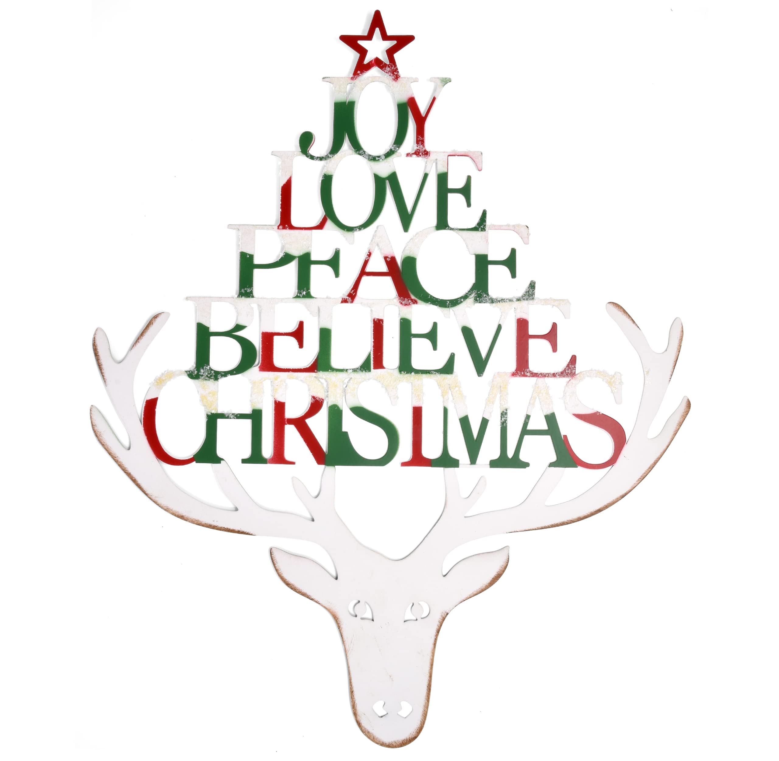 Elegant Christmas Deer Metal Wall Art Hanging Wall Mount Holiday Decor Xmas Tree Ornament Decorative Hanger Display Decoration For Home Kitchen Living Room Bedroom Bathroom Indoor Outdoor