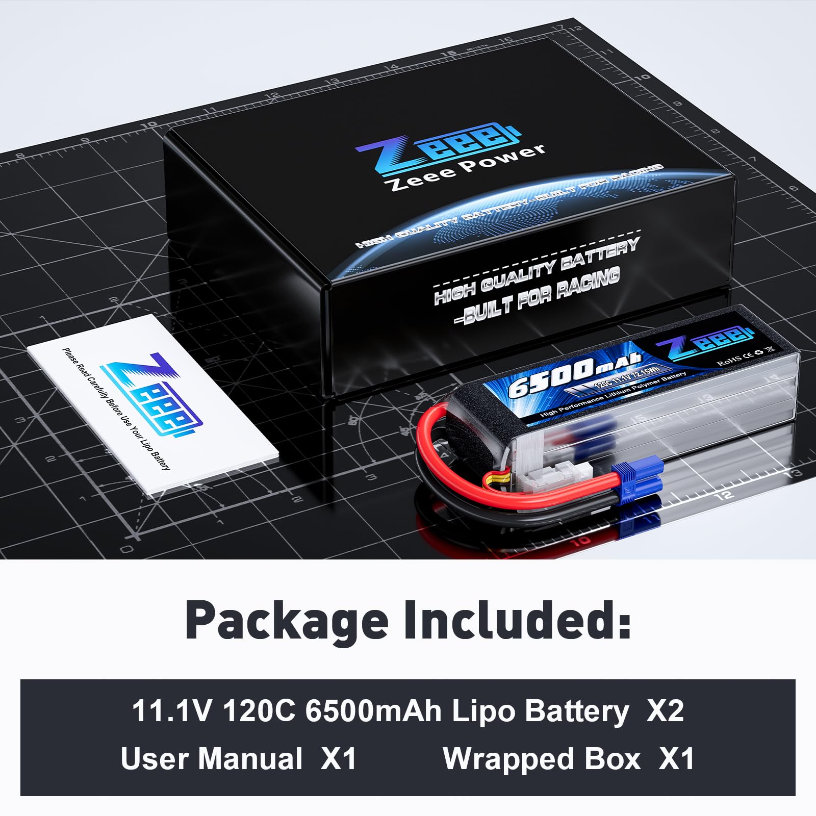 Zeee 3S Lipo 6500mAh 11.1V 120C Softpack-RC Akku mit EC5 stecker für RC-Autos, LKWs, RC-Fahrzeuge, Truggy, Buggy, Panzer, Hubschrauber, Flugzeug, Rennmodelle (2 Stück)