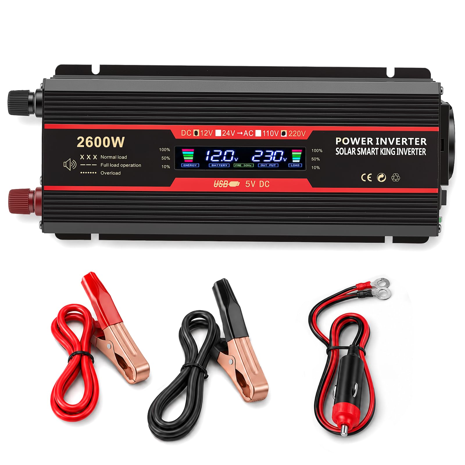 2000W 12V 220V/230V Convertisseur Pur Sinus de Tension Volts Voiture Solaire Power Inverter sinusoïdale DC AC, Onduleur Transformateur avec Allume Cigare Prise Electrique