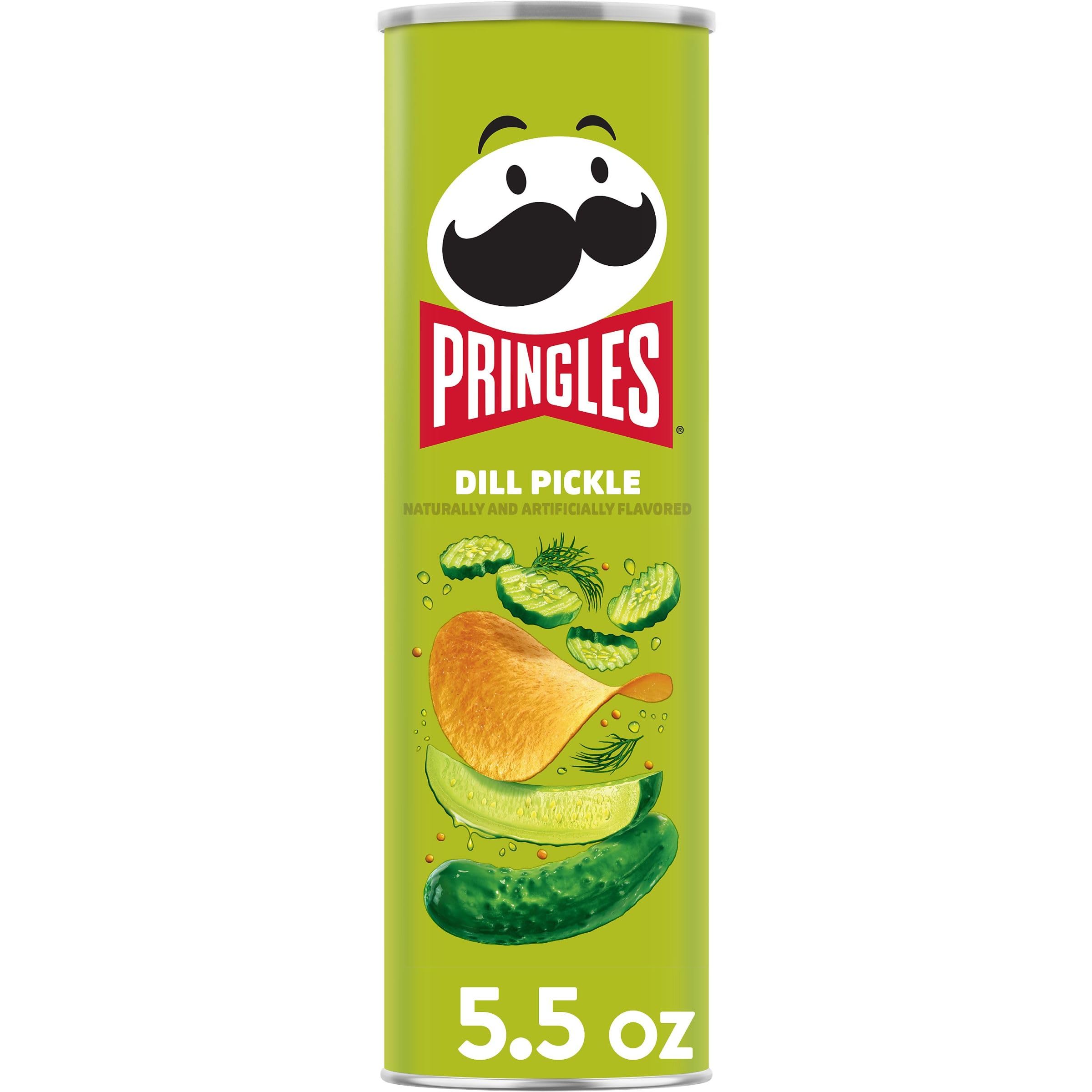 PringlesPotato Crisps Chips, Lunch Snacks, On-the-Go Snacks, Dill Pickle, 5.5oz Can (1 Can)