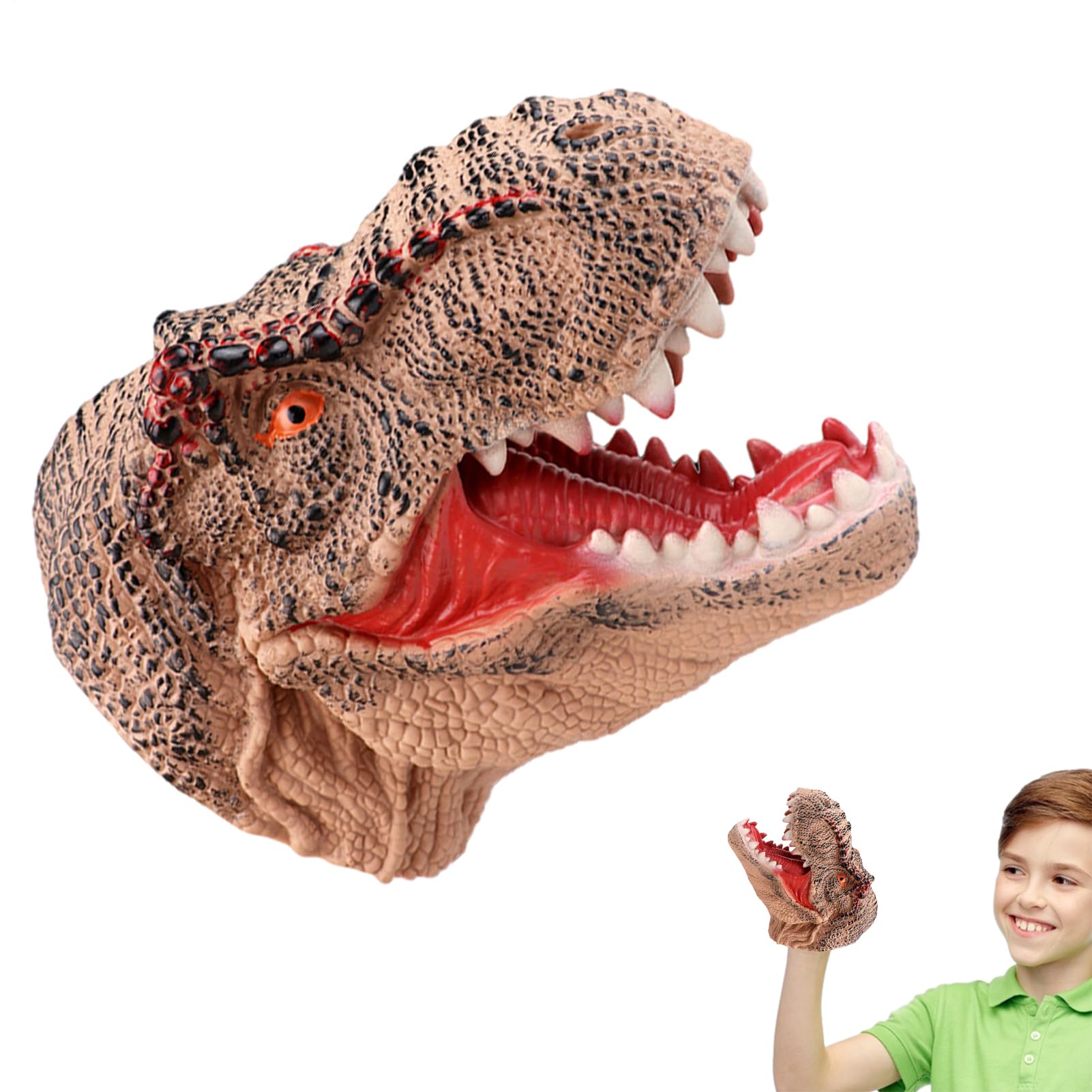Juguetes De dinosauriodeGoma – Marioneta T Rex De 19x16 Cm, dinosauriodeMano De Goma De Vinilo, Guante Educativo con Cabeza De dinosauriodeBoca Flexible | Juguete Interactivo De dinosaurioPara — view 8