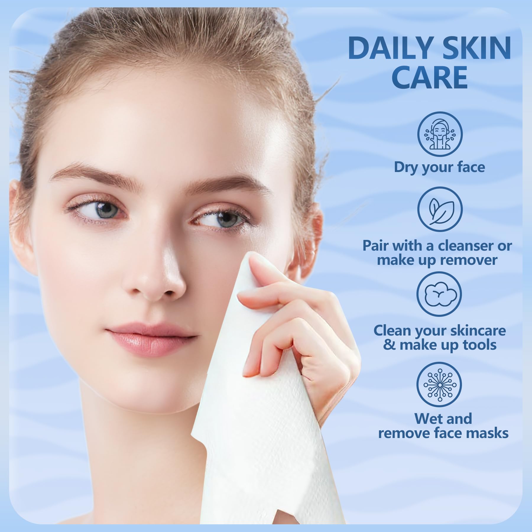 Dorahoney Face Towels Travel Pack, 12"×12" Disposable Clean Face Towel, Face Towelettes XL - Image 2