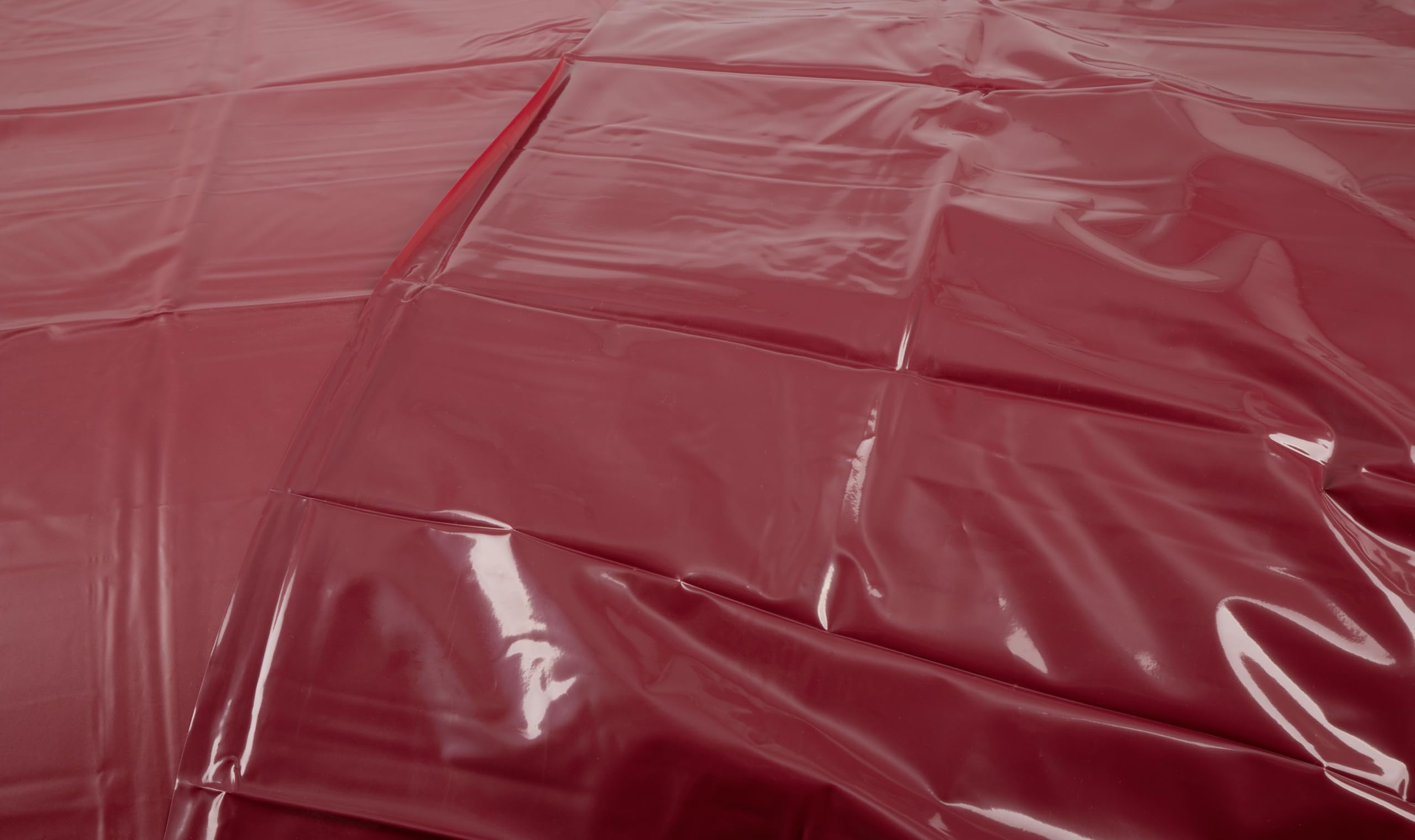 fancy Unisex-adulto scivoloso PVC Flat Bedsheet doble, Rojo