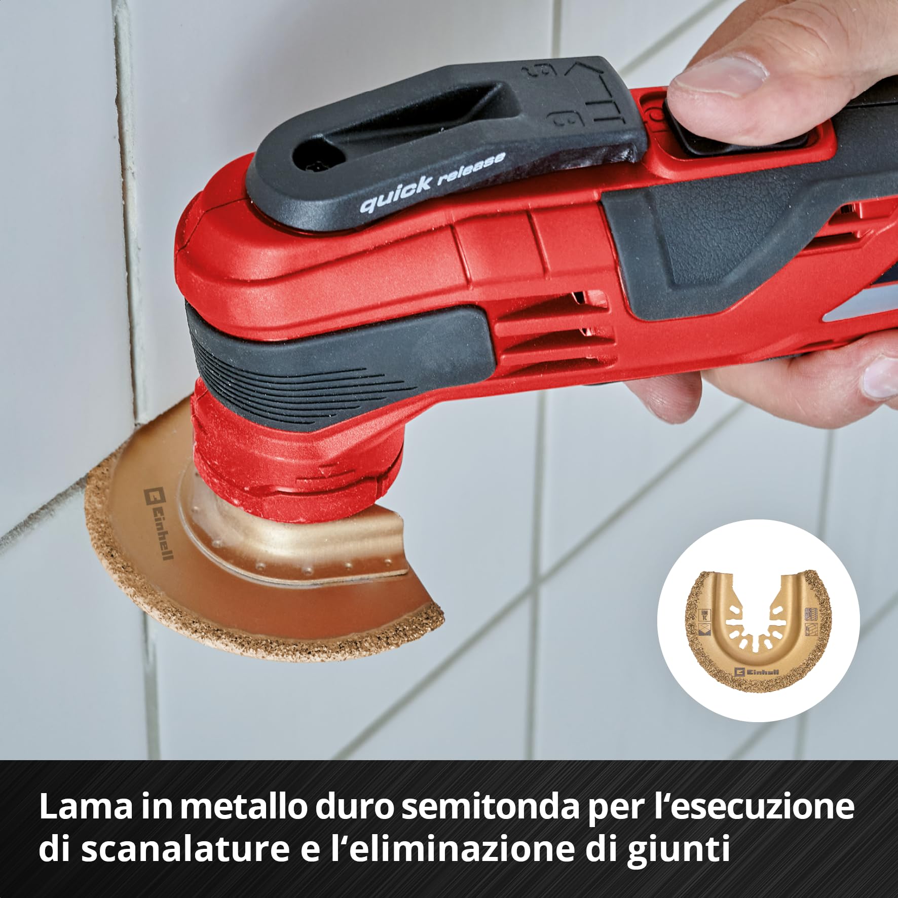 Originale Einhell set multiutensile 6 pz. (lama da taglio BIM a tuffo, semitonda HCS, a tuffo CrV, semitonda HM, raspa delta, raschietto)