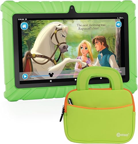 Contixo Tableta para niños, tableta V8 para niños y tablet, paquete de bolsa de manga para tablet, tableta infantil de 7 pulgadas, tableta Android
