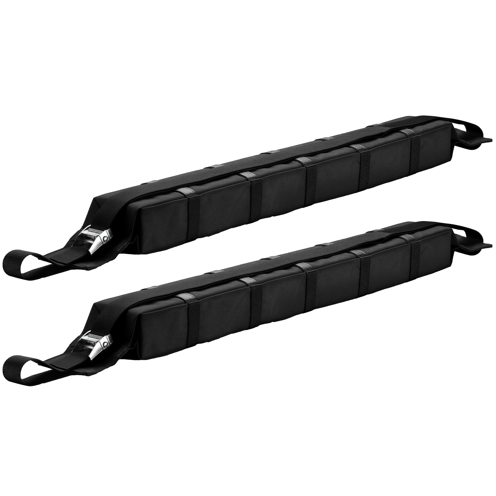 Wiltec Jeu de Barre de Toit transversale Universelles Noir 75kg 2 Sangles de Fixation Oxford 600D Porte-​Bagage Galerie de Voiture Support Kayak Canoë Surf Transport Sécurité Routière Automobile