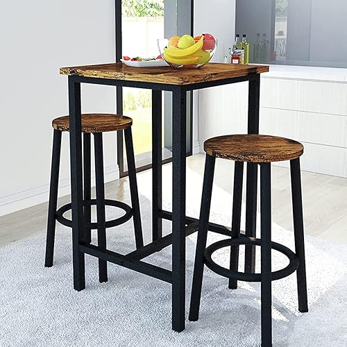Miniatura 7 de Recaceik Juego de Comedor de Pub de 3 Piezas, Mesa de Bar Moderna y Taburetes para 2, Altura de Mostrador de Cocina, Superficie de Madera, Bistrô,