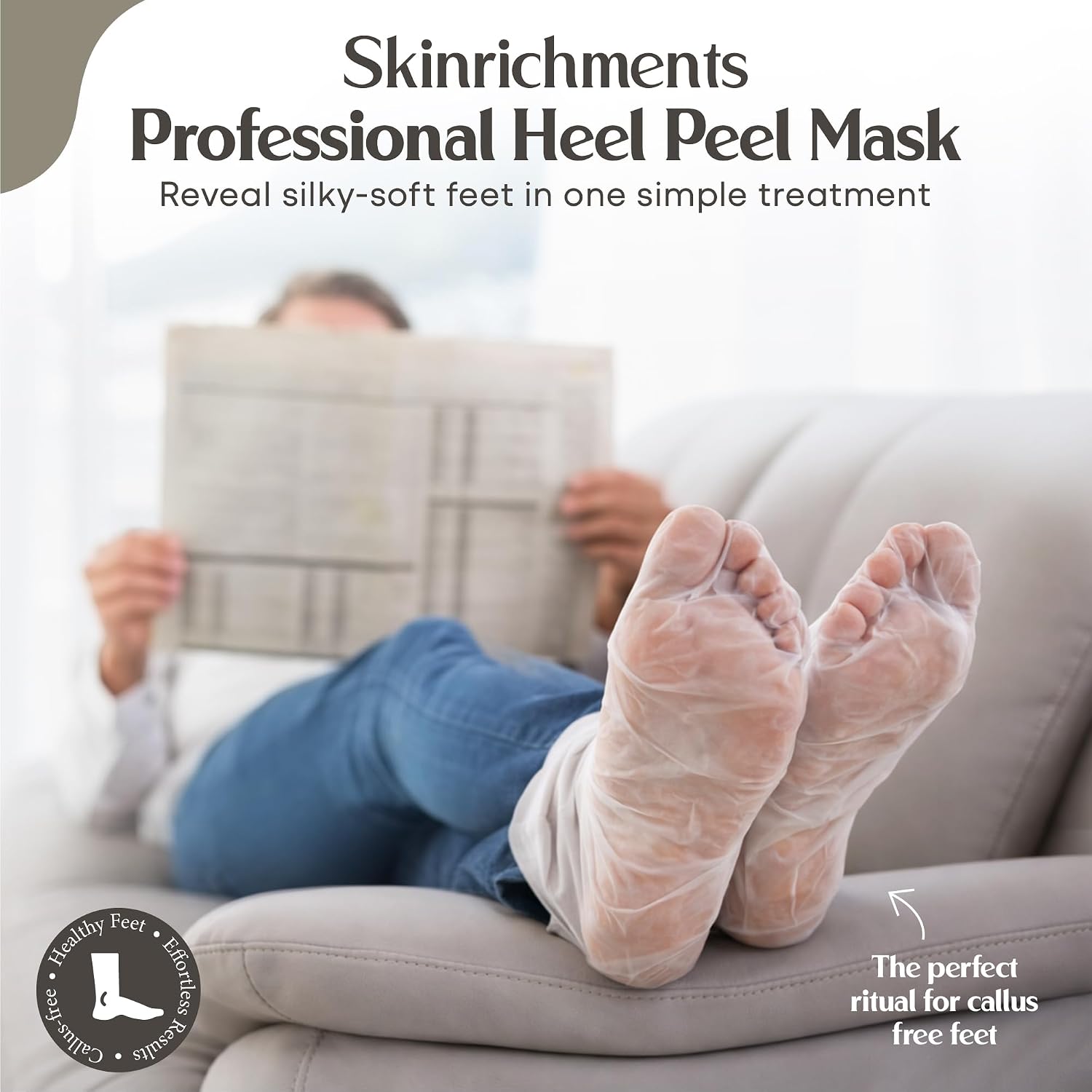 Heel Peel Foot Mask — AHA + BHA Exfoliating Treatment Socks for Dry, Cracked Heels | Lactic Acid, Glycolic Acid & Urea | Spa-Level Results at Home | 1 Pair