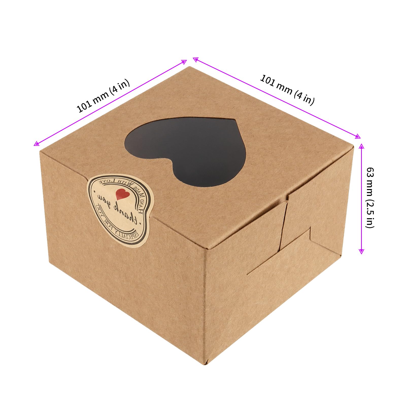 16 scatole marroni per cupcake, 9 x 9 x 9 cm, scatole singole per torte, panetteria, pasticceria, scatole con finestra e inserti, contenitori