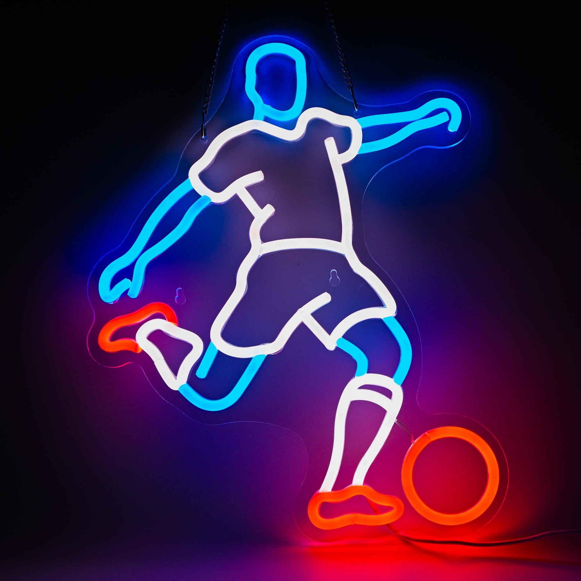 Football Player Neon Light Sign, Adjustable LED Night Light for Bedrooms Man Cave Decor, Football Party Decorations