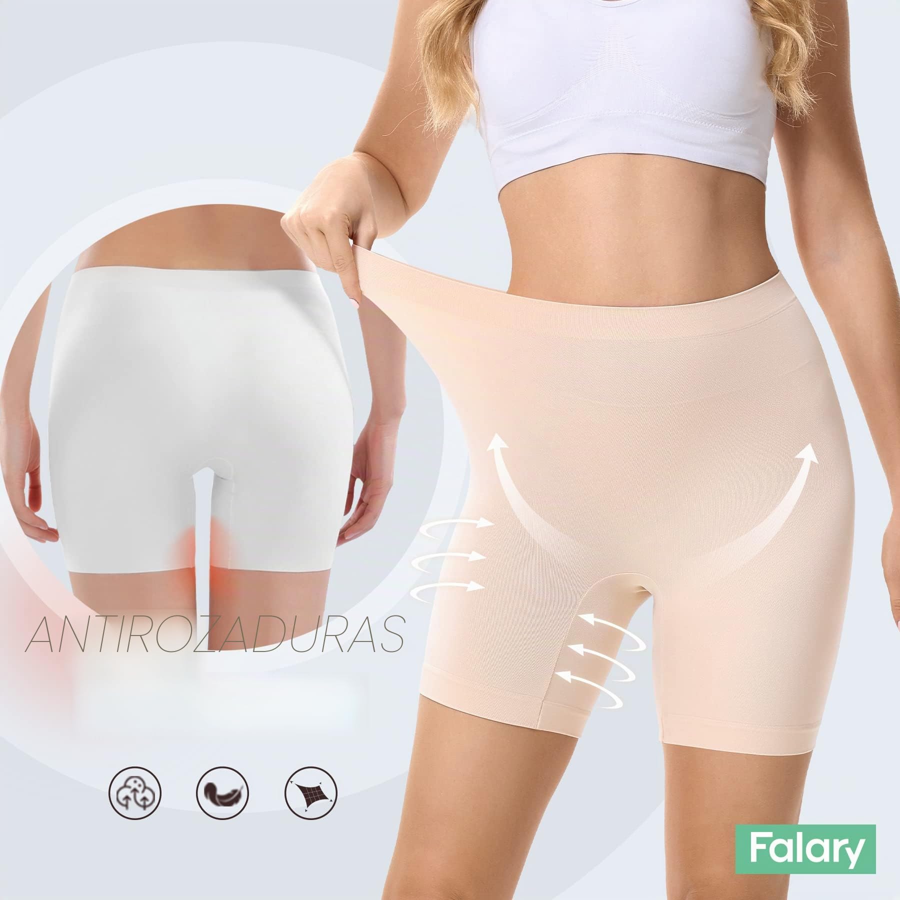 FALARY Legginsy damskie boxer pack 3 szt. czarny beż biały XS-2XL