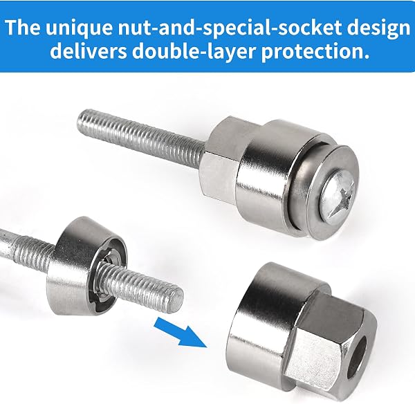 DBREAKS Ecrou Antivol M8, Écrou en Acier Inoxydable - Forme spéciale, Ecrous Antivol de Sécurité pour Tente de Toit, Porte-vélos, Motos, Système Solaire, pour Voiture et Maison, Argent - 4